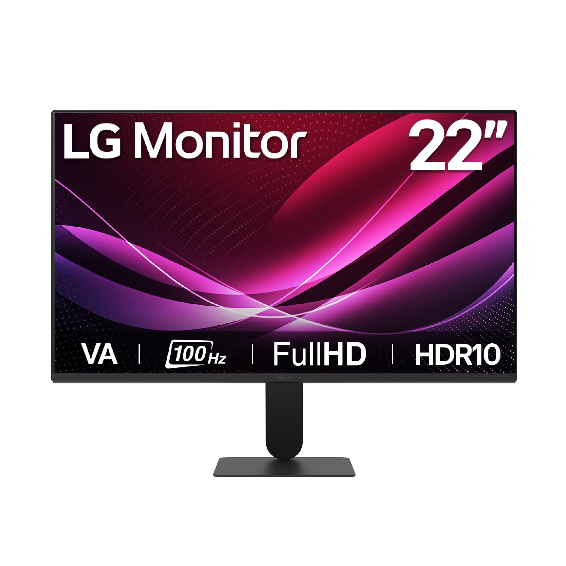Vista frontal de Monitor LG Full HD de 22" con 100Hz y 1ms MBR 22U401A-B